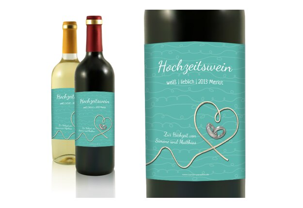 Hochzeit Flaschenetikett erfüllte Liebe