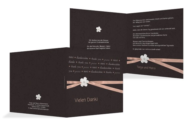 Hochzeit Dankeskarte 2 sanfte Blüte