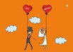Ansicht 2 - Hochzeit Ballonkarte Comic Brautpaar
