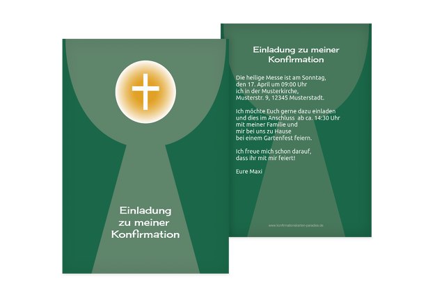 Einladung zur Konfirmation Kelch mit Hostie