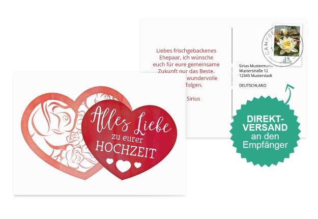 Glückwunschkarte zur Hochzeit Herz