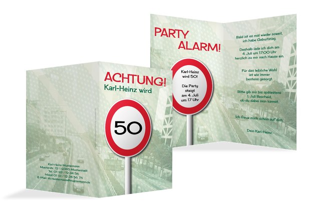 Einladung Begrenzungsschild 50