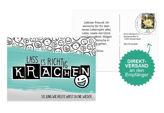 Glückwunschkarte zum Geburtstag Krachen