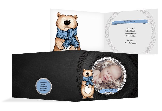 Baby Dankeskarte Vintage Bär