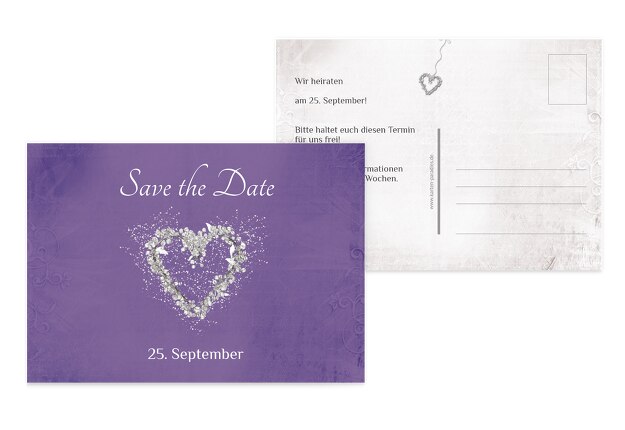Hochzeit Save the Date glamour heart