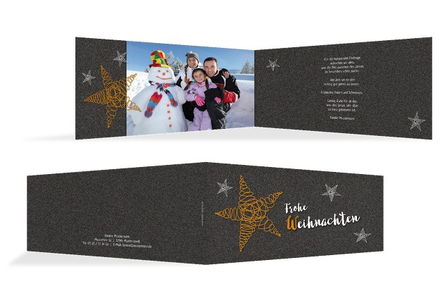 Fotogrußkarte Weihnachten curly star