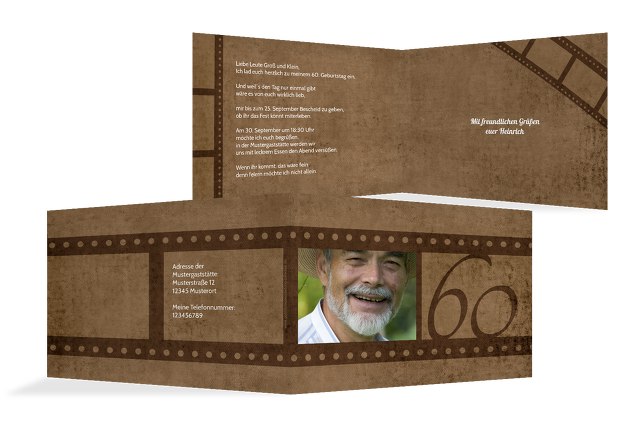 Geburtstagseinladung Retrofilm 60 Foto