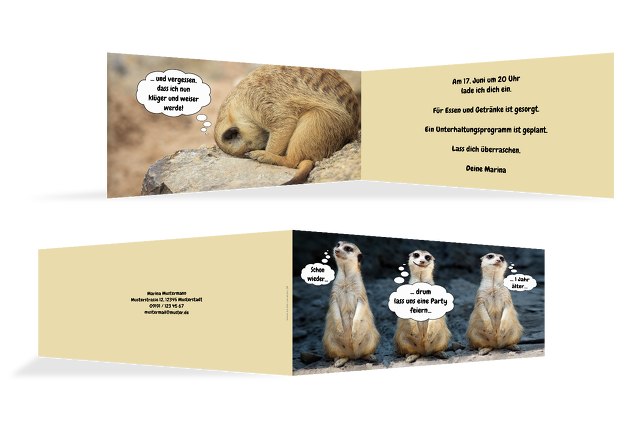 Einladungskarte zum Geburtstag Erdmännchen