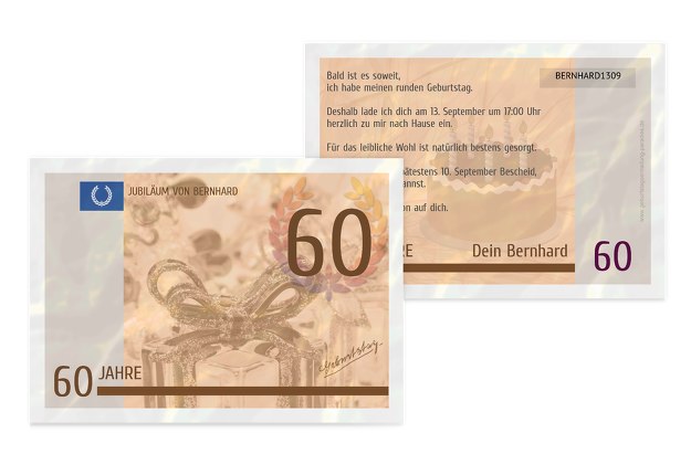 Geburtstagseinladung Geldschein 60
