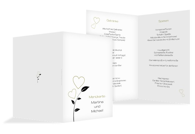 Hochzeit Menükarte Herzblume