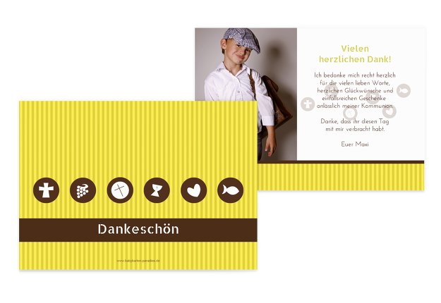 Kommunion Danke stripes-buttons