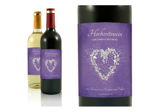 Hochzeit Flaschenetikett glamour heart