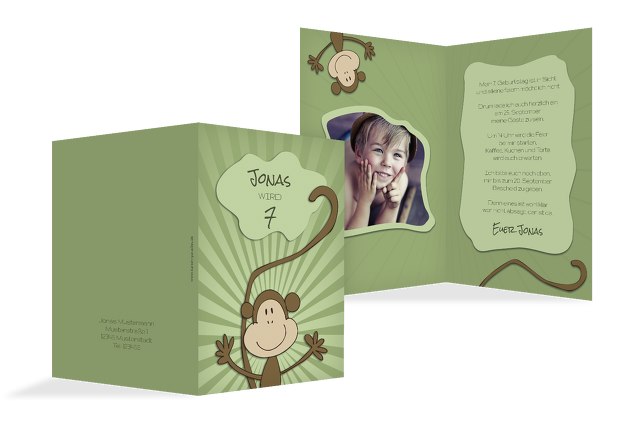 Einladung zum Kindergeburtstag Foto Affenparty