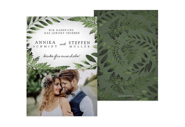 Hochzeit Dankeskarte Blätterwerk