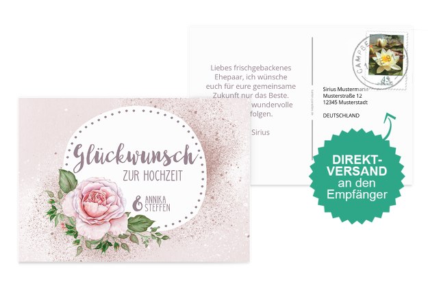 Glückwunschkarte zur Hochzeit Blume