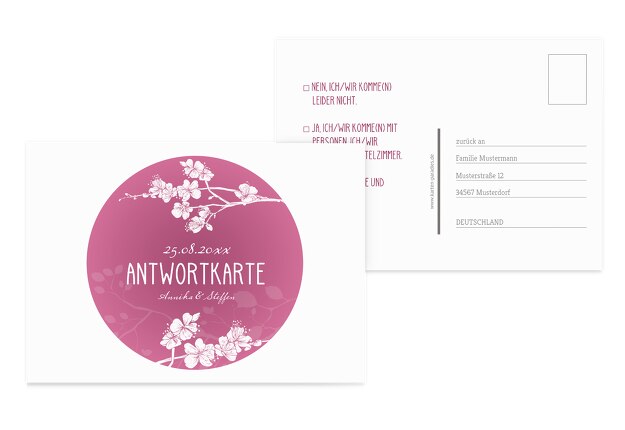 Antwortkarte Cherry Blossom