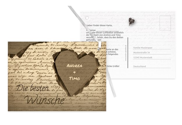 Hochzeit Ballonkarte Herzensgedicht