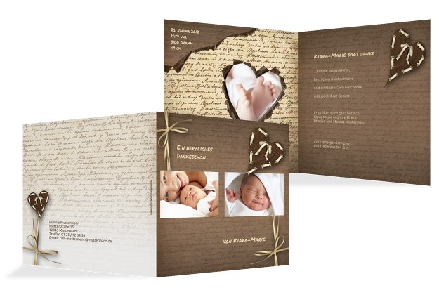 Baby Dankeskarte Gedicht mit Herz