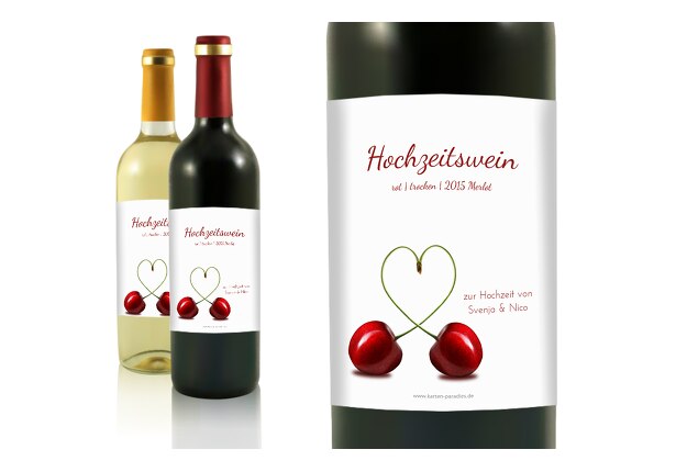 Hochzeit Flaschenetikett Kirsche
