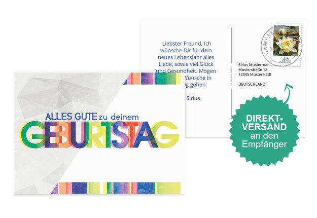 Glückwunschkarte zum Geburtstag Bunt