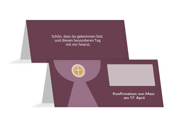 Konfirmation Tischkarte Kelch mit Hostie