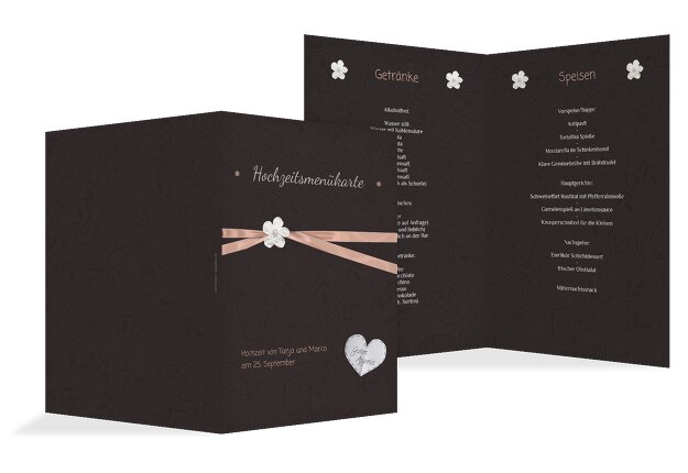 Hochzeit Menükarte sanfte Blüte