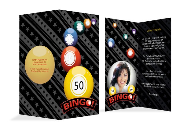 Einladung zum Geburtstag Bingo 50 Foto