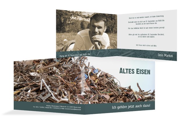 Einladungskarte Altes Eisen Foto