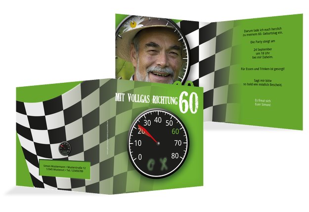 Geburtstagseinladung Vollgas 60