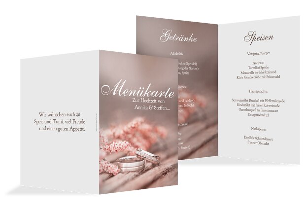 Hochzeit Menükarte Ringe