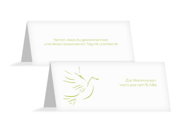 Kommunion Tischkarte Pigeon