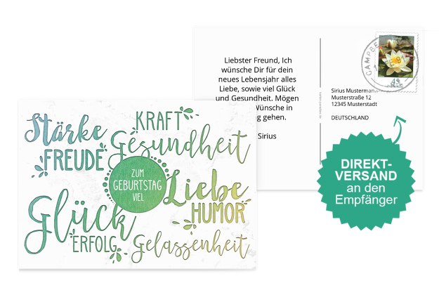 Glückwunschkarte zum Geburtstag Wörter