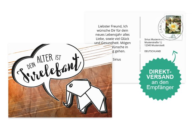 Glückwunschkarte zum Geburtstag Elefant