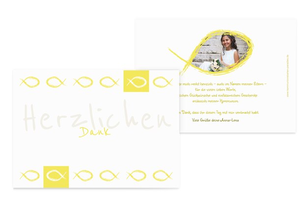 Kommunion Dankeskarte Fische