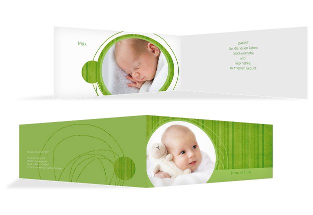 Baby Dankeskarte Wollknäuel