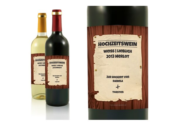 Hochzeit Flaschenetikett Steckbrief