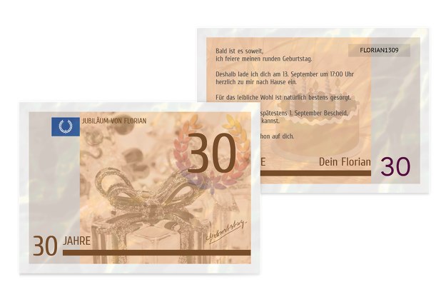 Einladungskarte Geldschein 30