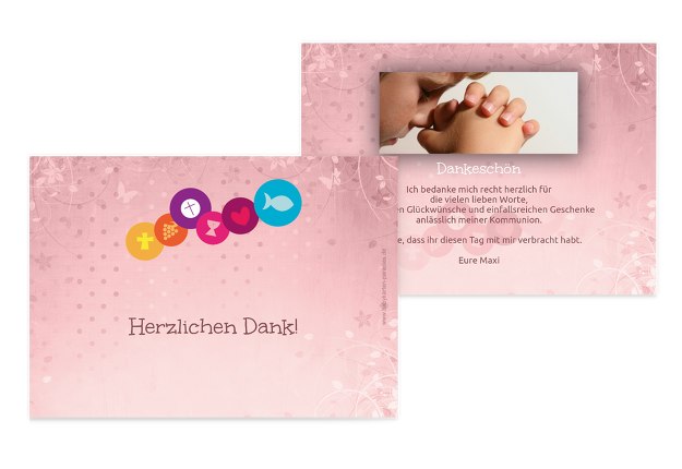 Kommunion Danke bunte Elemente