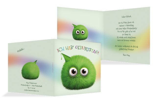 Einladung Kindergeburtstag Flauschkugel