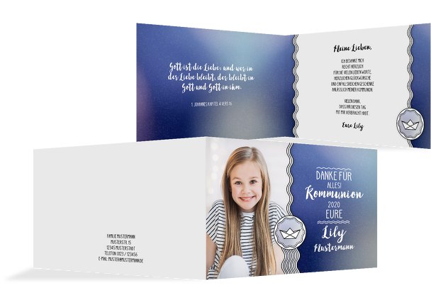 Kommunion Dankeskarte Schiffahrt