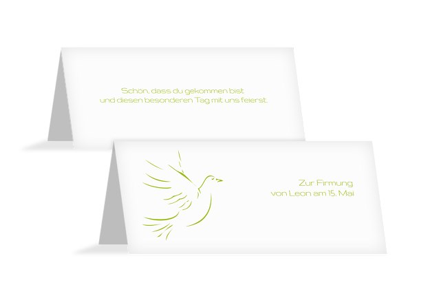 Tischkarte Firmung Pigeon