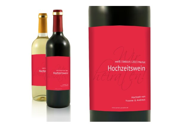 Hochzeit Flaschenetikett Liebesbrief