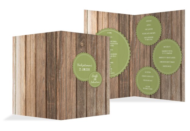 Hochzeit Menükarte Vintage Holz
