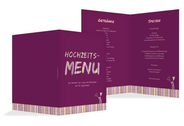 Hochzeit Menükarte Wir heiraten