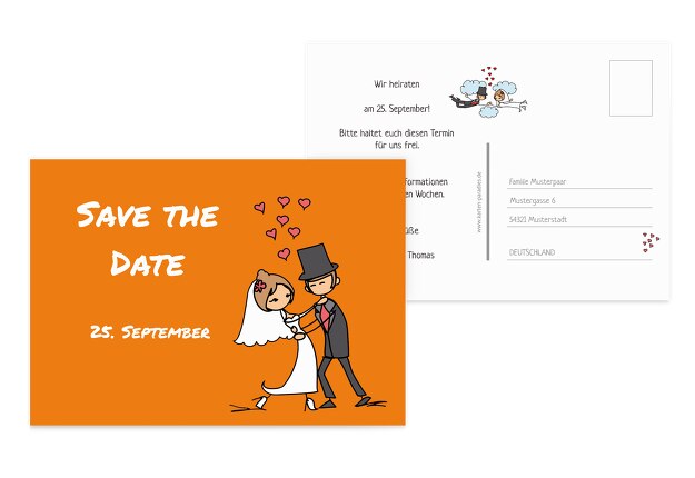 Hochzeit Save-the-Date Comic Brautpaar