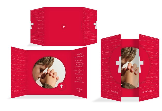 Einladung Konfirmation Wellen Kreuz