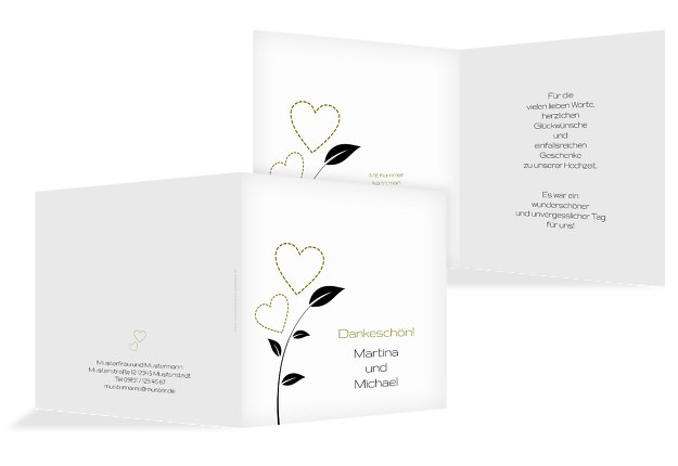 Hochzeit Dankeskarte Herzblume 2