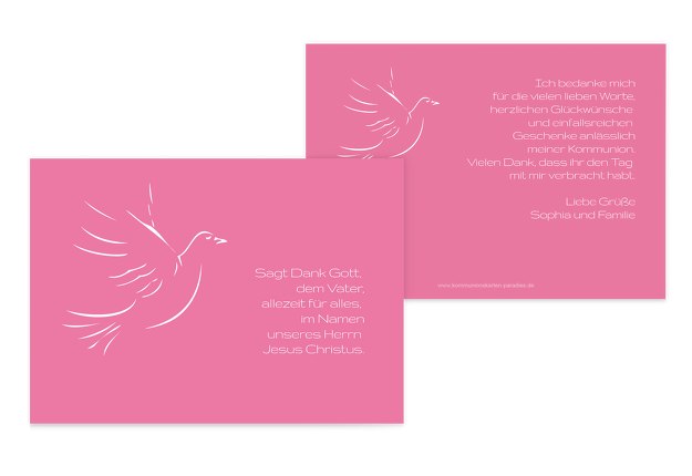Kommunion Dankeskarte Pigeon