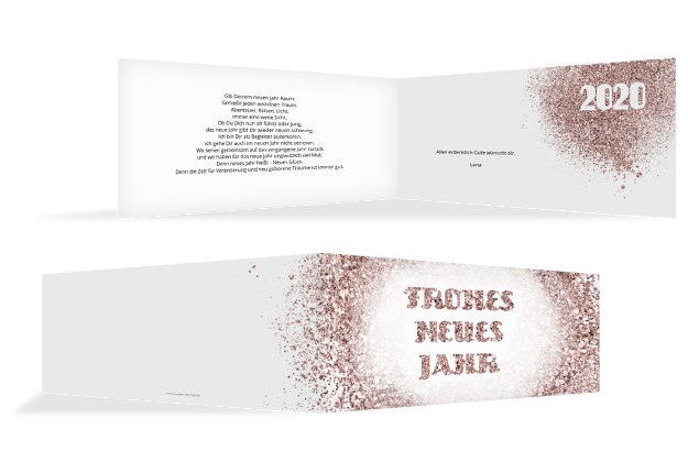 Neujahrskarte Glitterschrift
