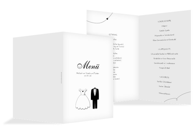 Hochzeit Menükarte dress and suit
